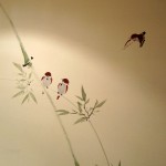 Елена Касьяненко, бамбук и воробьи, роспись стен, живопись У-Син, китайская живопись, го-хуа