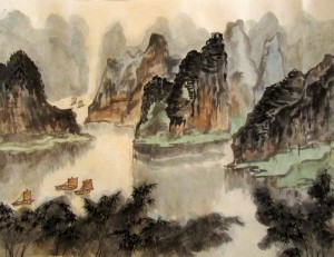 китайская живопись, го-хуа, гохуа, Ли Илиан, горы-воды, пейзажи, Елена Касьяненко 