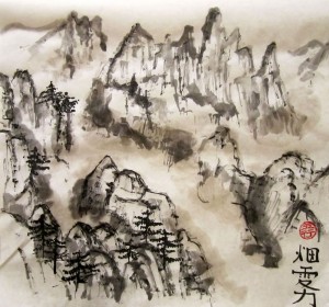 Елена Касьяненко, китайская живопись, го-хуа, гохуа, пейзажи, горы-воды, Хуаншань
