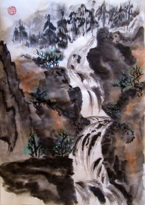 Елена Касьяненко, гохуа, горы-воды, китайская живопись, обучение рисованию, водопады, Школа живописи У-Син