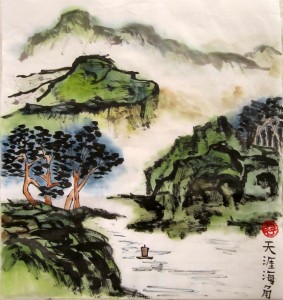 Елена Касьяненко, гохуа, пейзажи, горы-воды, обучение рисованию, цветные пейзажи, китайская живопись